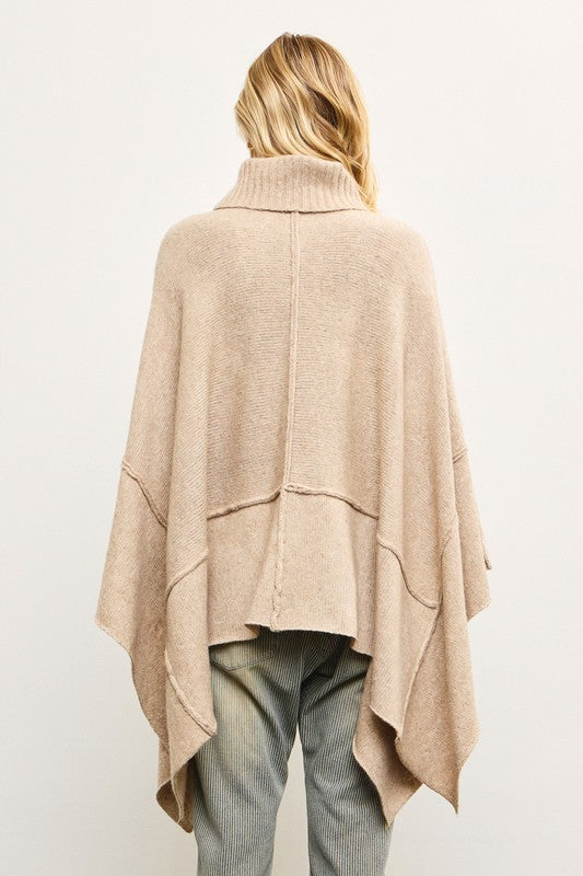 FINAL SALE!! Apres Chic Turtleneck Poncho in Taupe