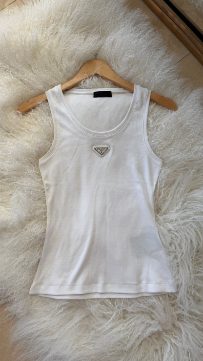 Vintage Prada Logo Ribbed Tank Size Medium