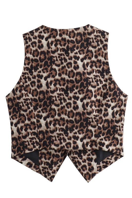 NEW!! Leopard Print Button Vest