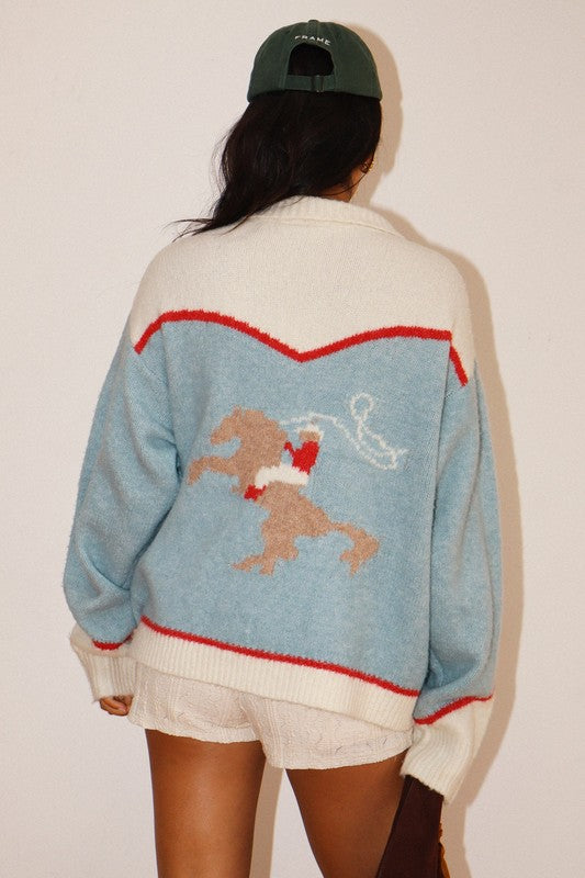 PREORDER!! Rodeo Cowboy Knit Sweater in Blue