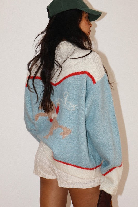 PREORDER!! Rodeo Cowboy Knit Sweater in Blue