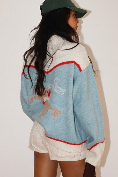 PREORDER!! Rodeo Cowboy Knit Sweater in Blue