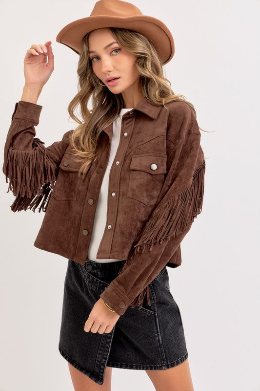 NEW!! Telluride Fringe Jacket in Brown