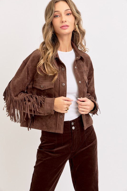 NEW!! Telluride Fringe Jacket in Brown