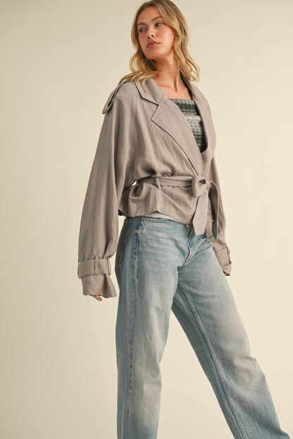 NEW!! The "Maven" Cropped Belted Trench