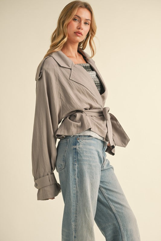 NEW!! The "Maven" Cropped Belted Trench