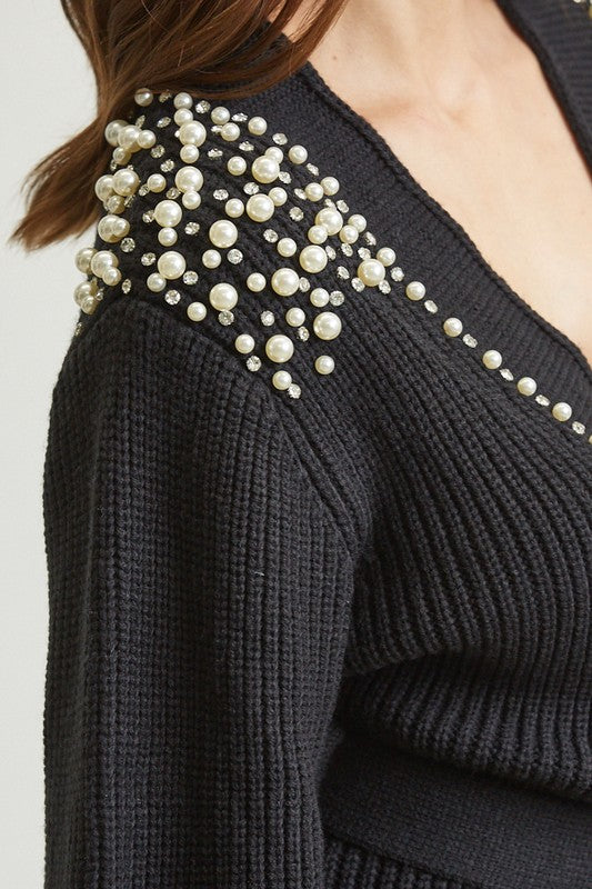 NEW!! "Royale" Pearl Knit Wrap Sweater