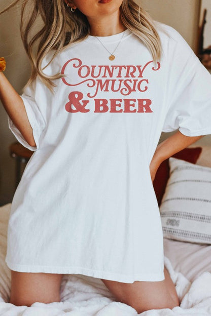 NEW!! "Country Music" Oversized Graphic Tee
