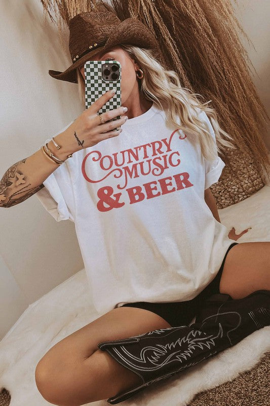 NEW!! "Country Music" Oversized Graphic Tee