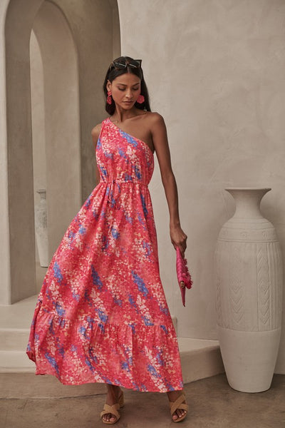 NEW!! Amelia Floral One Shoulder Maxi Dress