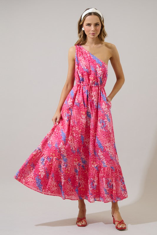 NEW!! Amelia Floral One Shoulder Maxi Dress