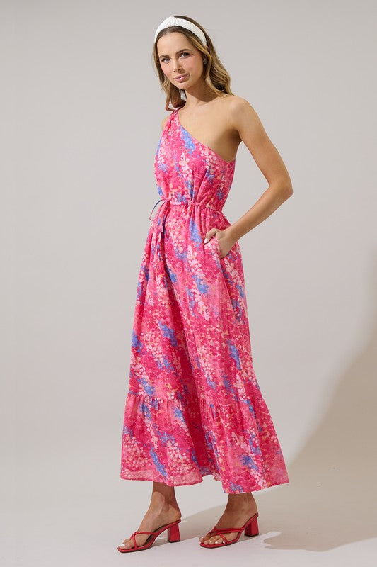 NEW!! Amelia Floral One Shoulder Maxi Dress