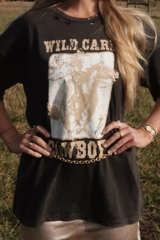 FINAL SALE!! Wild Card Distressed Graphic Tee