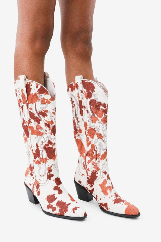 FINAL SALE!! "Trendsetter" Cowprint Cowboy Boots