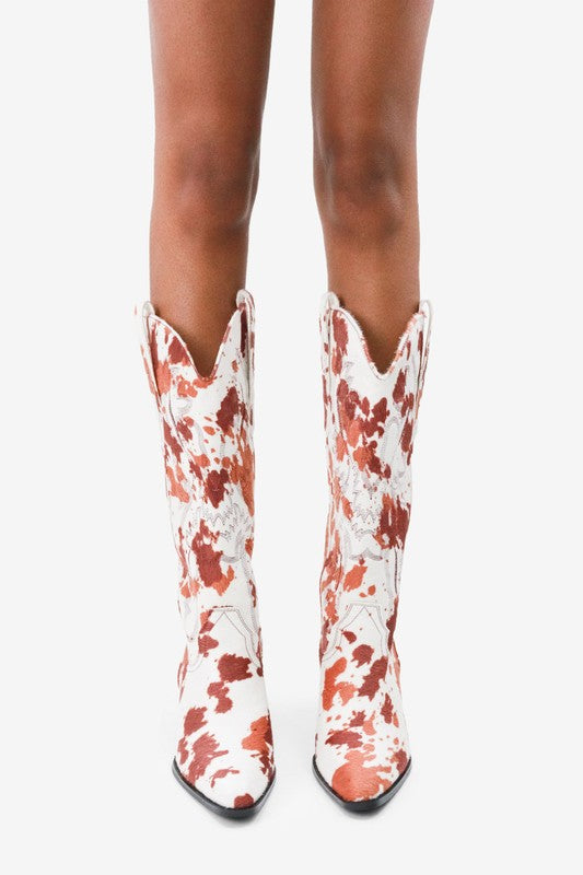 FINAL SALE!! "Trendsetter" Cowprint Cowboy Boots