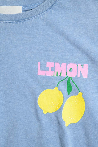 FINAL SALE!! "Lemon" Graphic Tee in Blue