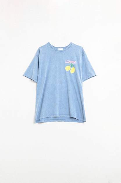 FINAL SALE!! "Lemon" Graphic Tee in Blue