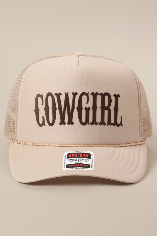NEW!! "COWGIRL" Trucker Hat in Tan