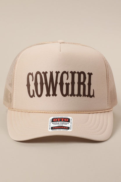NEW!! "COWGIRL" Trucker Hat in Tan
