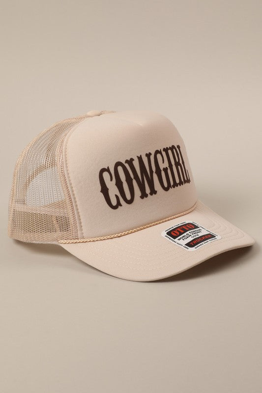 NEW!! "COWGIRL" Trucker Hat in Tan