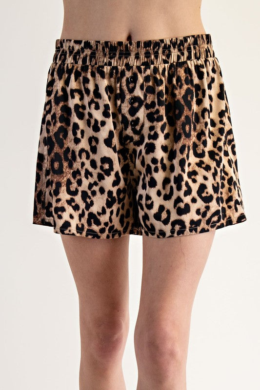 NEW!! Leopard Print Satin Shorts