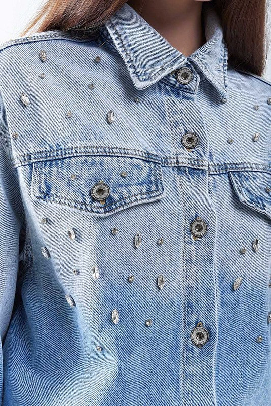 NEW!! Rhinestone Denim Shacket