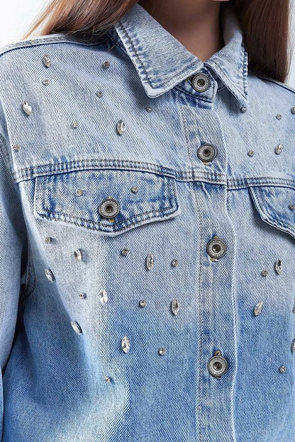 NEW!! Rhinestone Denim Shacket