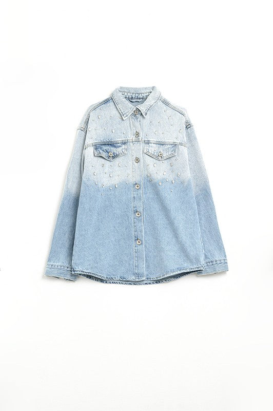 NEW!! Rhinestone Denim Shacket