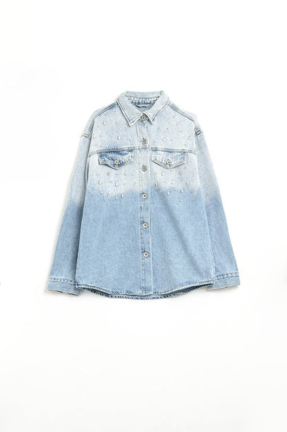 NEW!! Rhinestone Denim Shacket
