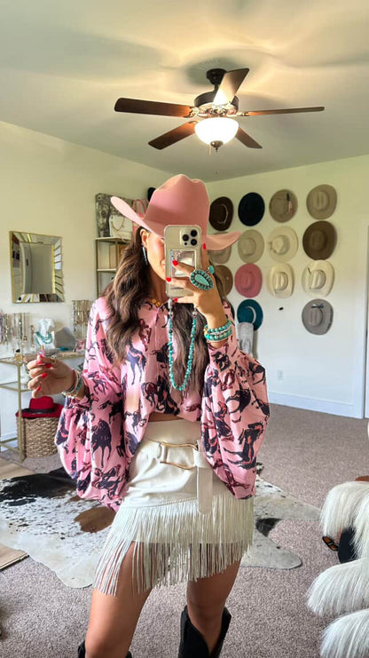 NEW!! "Smokeshow" Fringe Belted Mini Skirt