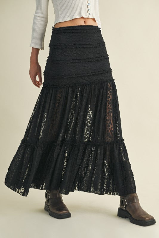 NEW!! "Ready to Go" Black Lace Maxi Skirt