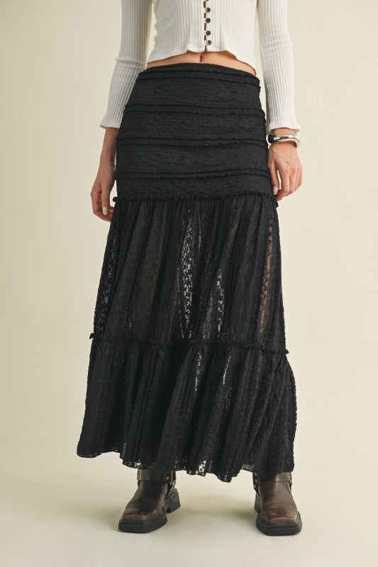 NEW!! "Ready to Go" Black Lace Maxi Skirt