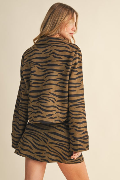 NEW!! Zebra Print Faux Suede Top in Olive