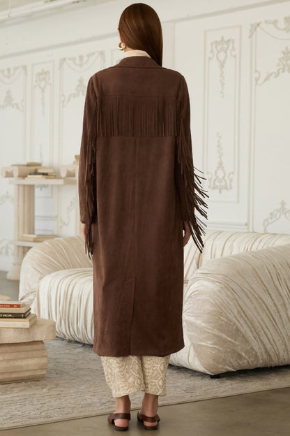NEW!! "Sierra" Fringe Maxi Jacket in Brown