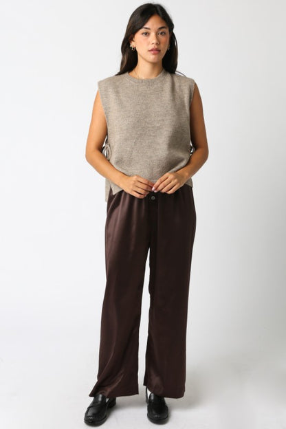 NEW!! Hunter Knit Side Tie Sweater Vest in Mocha