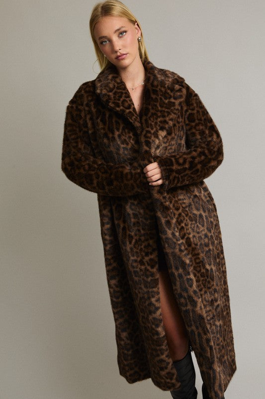 “Luxe Muse" Cheetah Faux Fur Coat