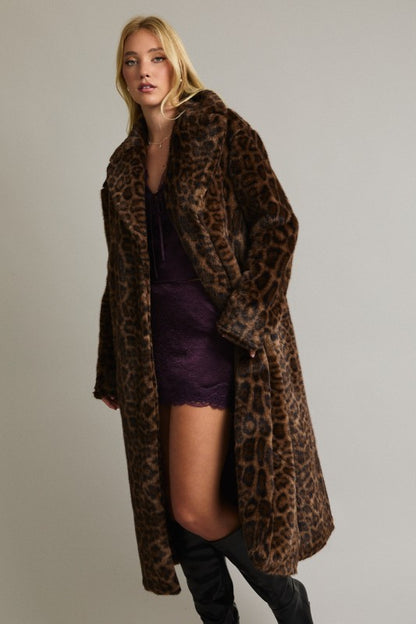 “Luxe Muse" Cheetah Faux Fur Coat