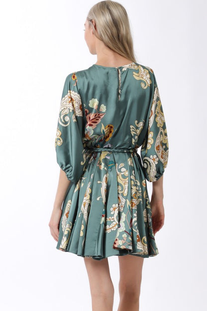 NEW!! Abstract Tie Waist Mini Dress