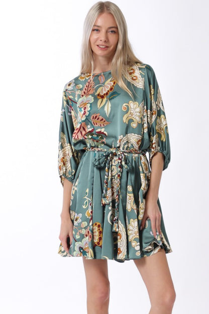 NEW!! Abstract Tie Waist Mini Dress