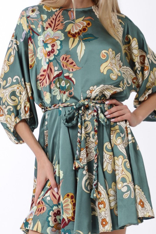 NEW!! Abstract Tie Waist Mini Dress