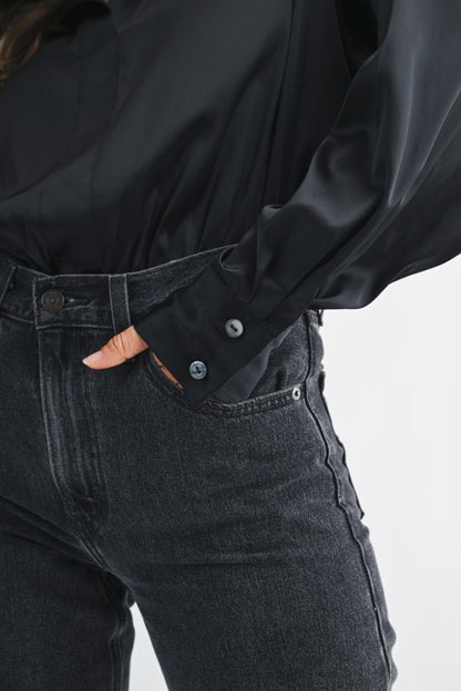 NEW!! Oversized Button Down Bodysuit in Black