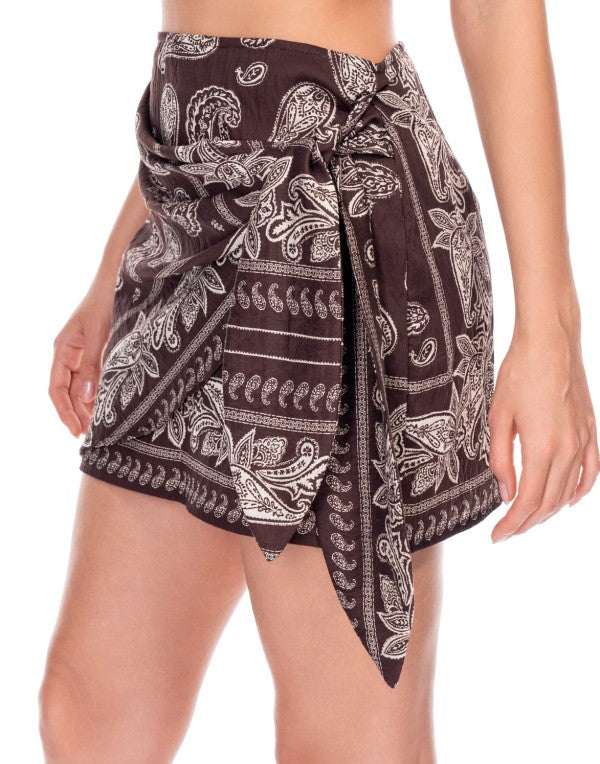 NEW!! "Sundance" Bandana Printed Skirt in Brown