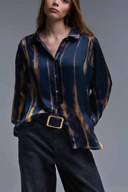 NEW!! "Midnight Mirage" Satin Top in Navy