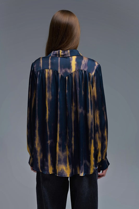 NEW!! "Midnight Mirage" Satin Top in Navy