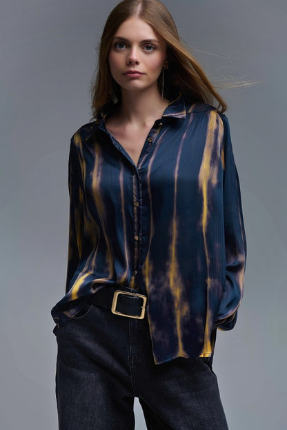 NEW!! "Midnight Mirage" Satin Top in Navy