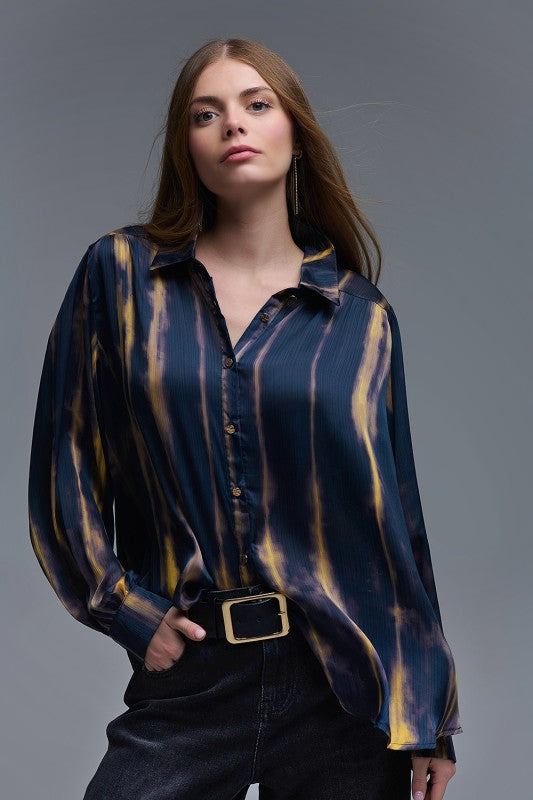 NEW!! "Midnight Mirage" Satin Top in Navy