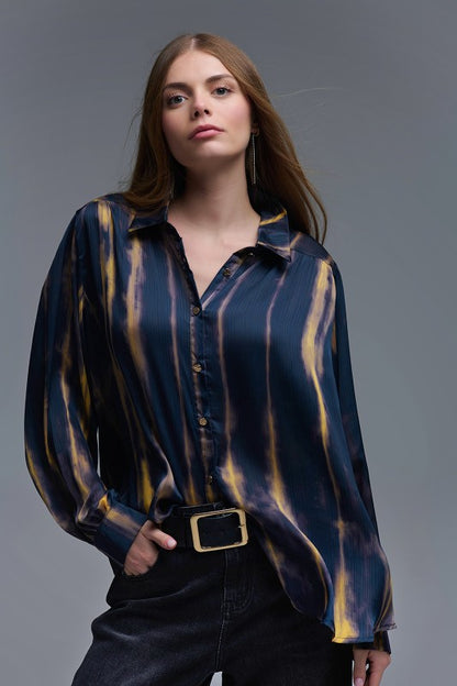NEW!! "Midnight Mirage" Satin Top in Navy