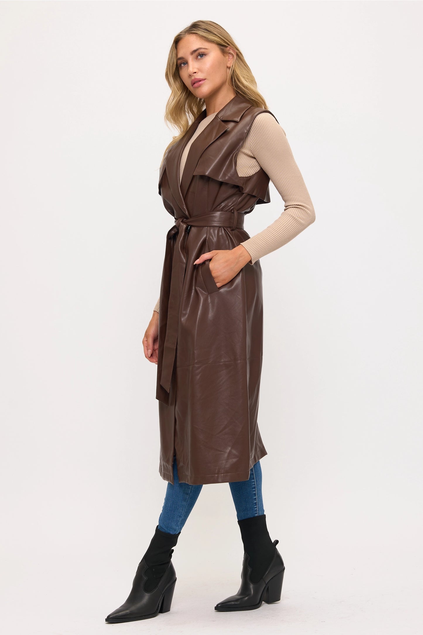 NEW!! Milano Faux Leather Longline Vest