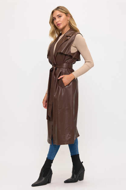 NEW!! Milano Faux Leather Longline Vest