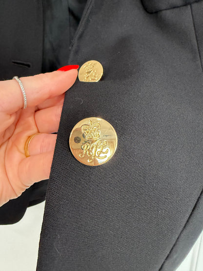 NEW!! Vintage Ralph Lauren Black Crest Wool Blazer Size 12